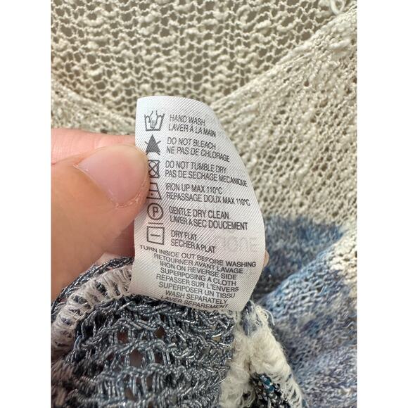 LAUREN VIDAL | Oversized Striped Lightweight Knit Sweater Cream & Blue | Large - Picture 8 of 8